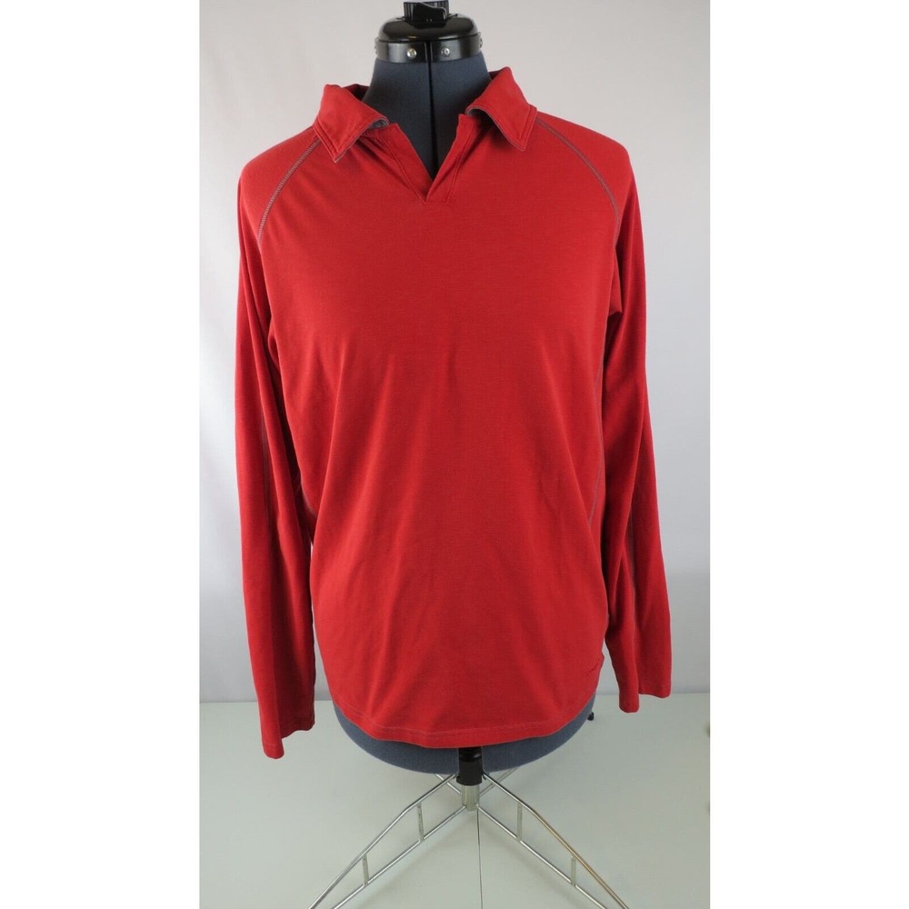 Patagonia Long Sleeve Pull Over collared men's medium shirt color red